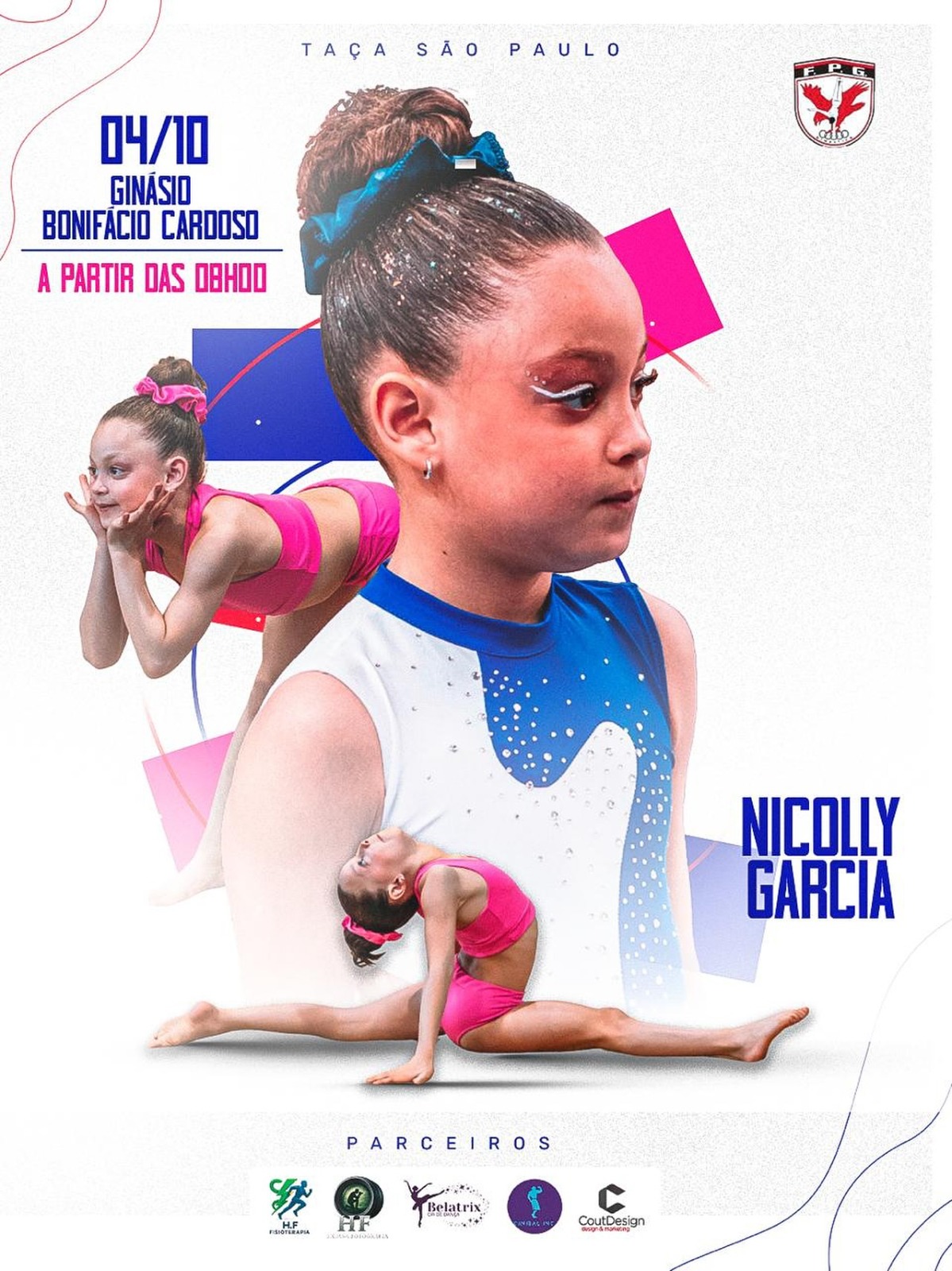 Card de atleta de ginástica para a Taça São Paulo